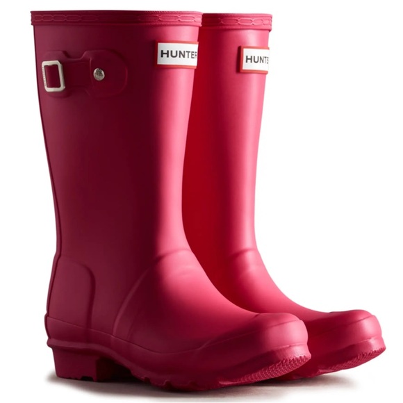 Hunter Girls Vibrant Red Pink Rain Boots Size 13 - Picture 1 of 10